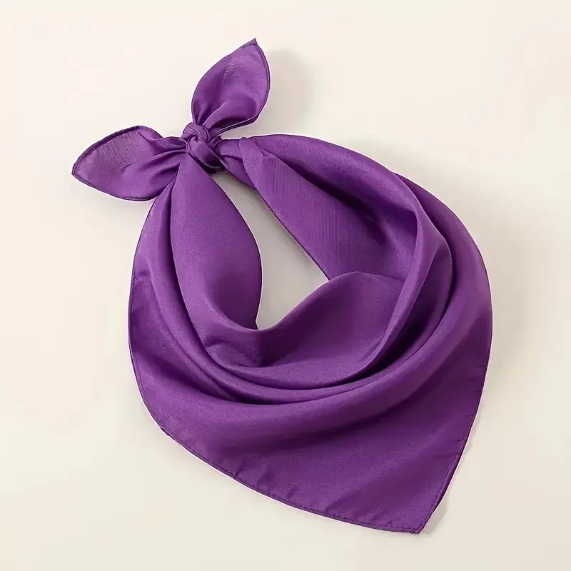 Solid Color Minimalist 55 Small Square Scarf - Soft Satin-Like Non-Elastic Wrinkle-Reducing Neck Wrap