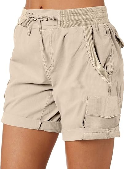 Womens Relaxed Fit High Waist Casual 4 Pocketed 2025 Hiking Outdoor Summer Shorts S-XL