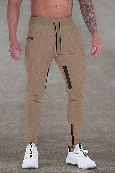 Mens Joggers Sweatpants Slim Fit Workout Training Thigh Mesh Gym Jogger Pants with Zipper Pockets