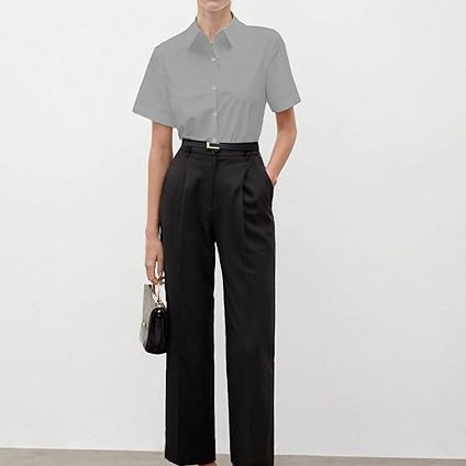 Women's Button Down Shirts Short Sleeve Dress Shirts Basic Business Collared Work Blouses