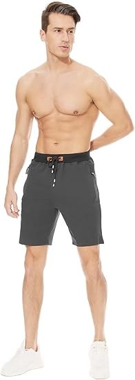 Mens Shorts Casual Drawstring Zipper Pockets Elastic Waist