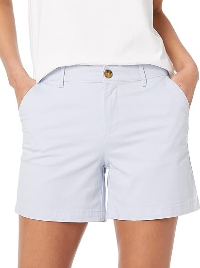 Women's Mid-Rise Slim-Fit 5 Inch Inseam Khaki Short (Available in Straight and Curvy Fits)
