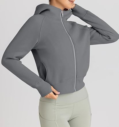 Womens Zip Up Hoodies Jackets Cropped Sweatshirts Fleece Fall Outfits Casual Comfy Y2k Tops Winter Clothes 2030