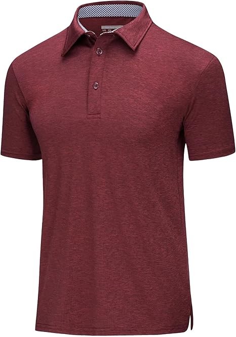 Men's Short Sleeve Polo Golf Shirts 3-Button Moisture Wicking Athletic T-Shirts Casual Collared Shirt