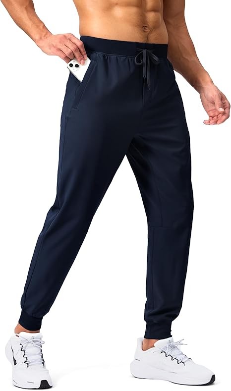 Mens Joggers with Zipper Pockets Lightweight Sweatpants Workout Athletic Pants for Gym Running Golf