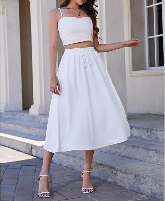 Maxi Skirts for Women with Pockets Long Midi Length Casual Skirt for Beach Party Holiday