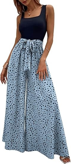 Women's Jumpsuits Dressy Casual Summer Loose Wide Leg Tank Top Jumpsuit with Belt