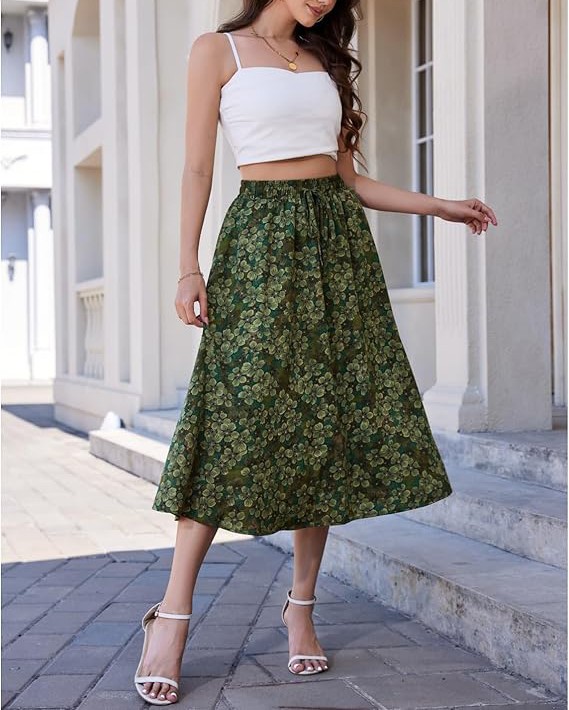 Maxi Skirts for Women with Pockets Long Midi Length Casual Skirt for Beach Party Holiday