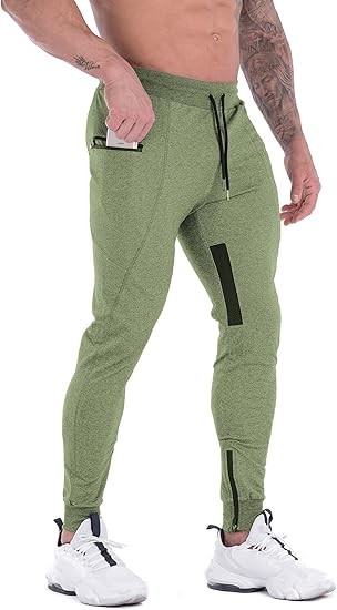 Mens Joggers Sweatpants Slim Fit Workout Training Thigh Mesh Gym Jogger Pants with Zipper Pockets