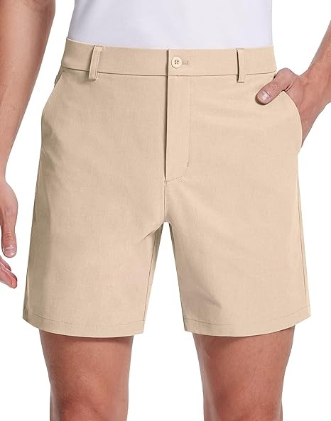 Mens Golf Shorts 7 Inch Inseam Flat Front Hybrid Stretch Dress Casual Work Shorts with 5 Pockets Lightweight Quick Dry