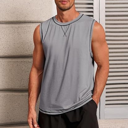 Mens Workout Tank Tops Summer Gym Muscle Ribbed Sleeveless Henley Shirt Casual Knitted Slim Fit Beach