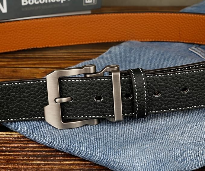 Belts for Men Big and Tall, Mens Belt Leather for Casual Jeans Dress Work All Size 28"-64" Black Brown Width