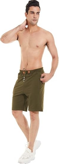 Mens Shorts Casual Drawstring Zipper Pockets Elastic Waist