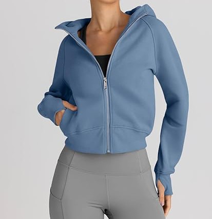 Womens Zip Up Hoodies Jackets Cropped Sweatshirts Fleece Fall Outfits Casual Comfy Y2k Tops Winter Clothes 2027