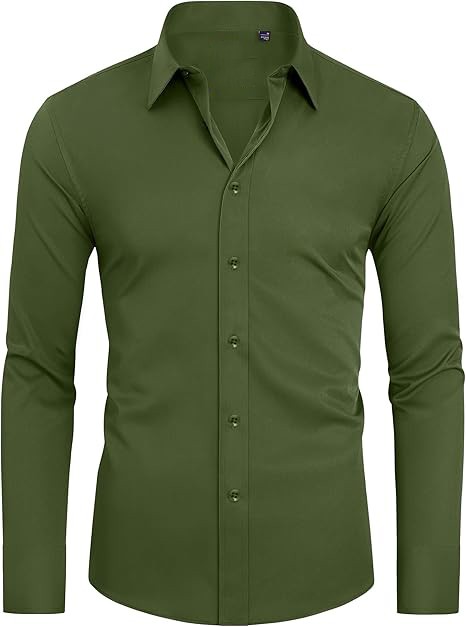 Slim Fit Mens Dress Shirts for Men Button Down Long Sleeve Dress Shirts Wrinkle Free Formal Stain Proof