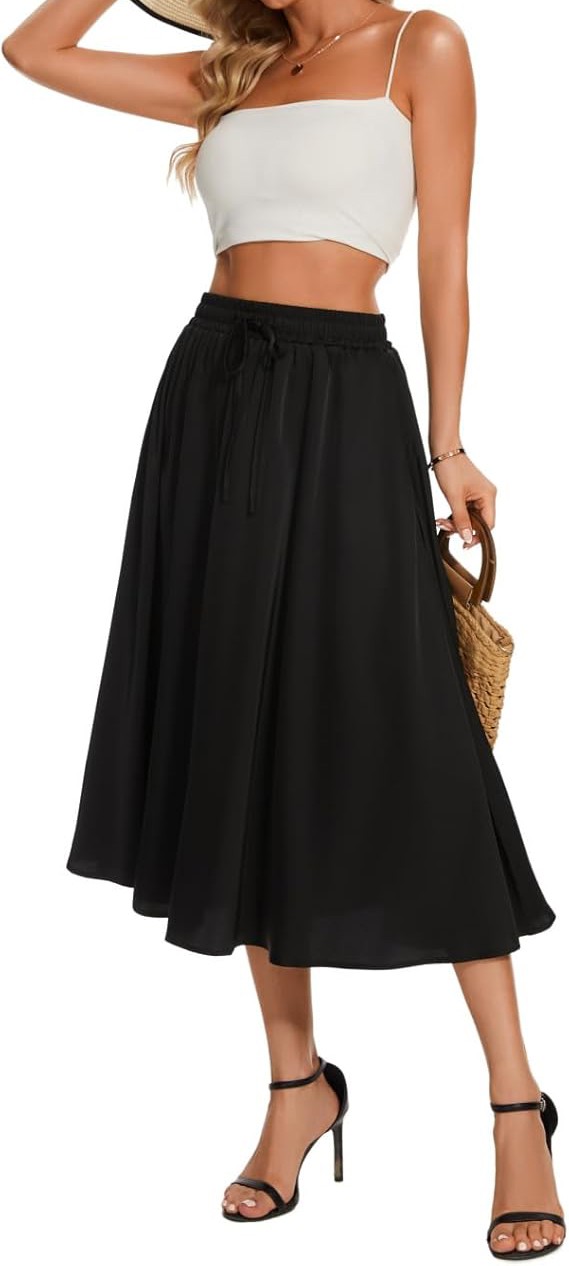 Maxi Skirts for Women with Pockets Long Midi Length Casual Skirt for Beach Party Holiday