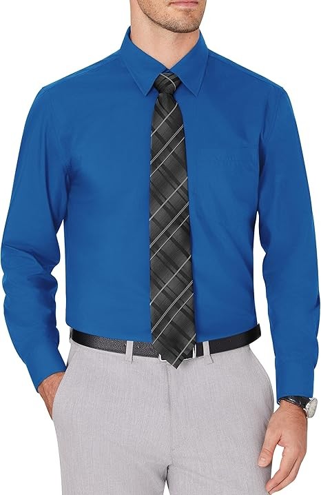 Men's Dress Shirts Wrinkle Free Long Sleeve Formal Shirt Solid Business Casual Wedding Button Down Shirts with Pocket