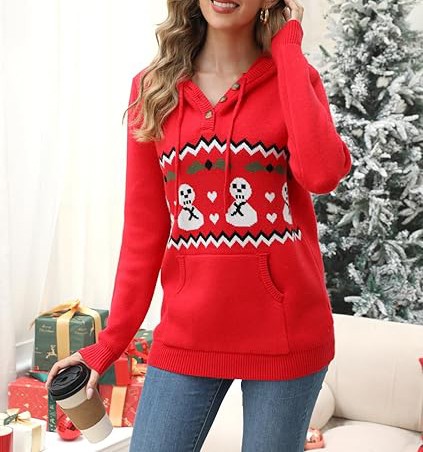 Fall Womens Oversized Hoodies Knit V Neck Sweaters Fashion Casual Pullover Tops