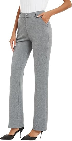 Women's Stretchy Straight Leg Dress Work Pants Business Office Casual Slacks with Pockets