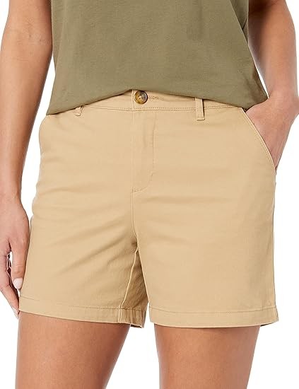Women's Mid-Rise Slim-Fit 5 Inch Inseam Khaki Short (Available in Straight and Curvy Fits)