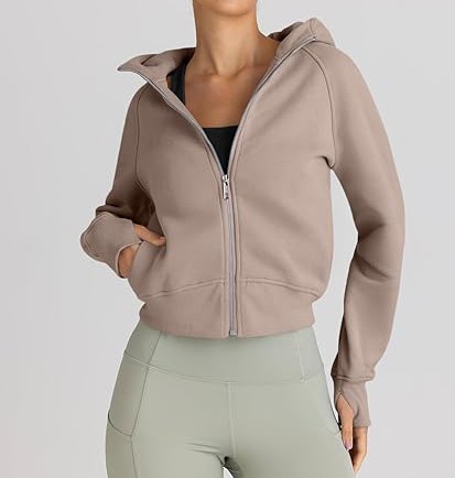 Womens Zip Up Hoodies Jackets Cropped Sweatshirts Fleece Fall Outfits Casual Comfy Y2k Tops Winter Clothes 2029