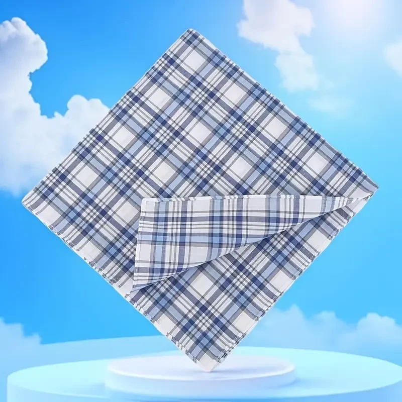 1pc Men's Polyester Handkerchief Classic Plaid Business Pocket Towel Absorbent 40cm Square Towel