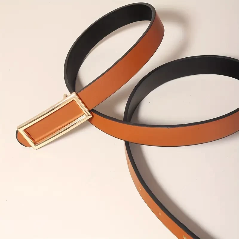 Women's Double-Sided PUPU PU Leather Belt, Reversible Slim Waistband