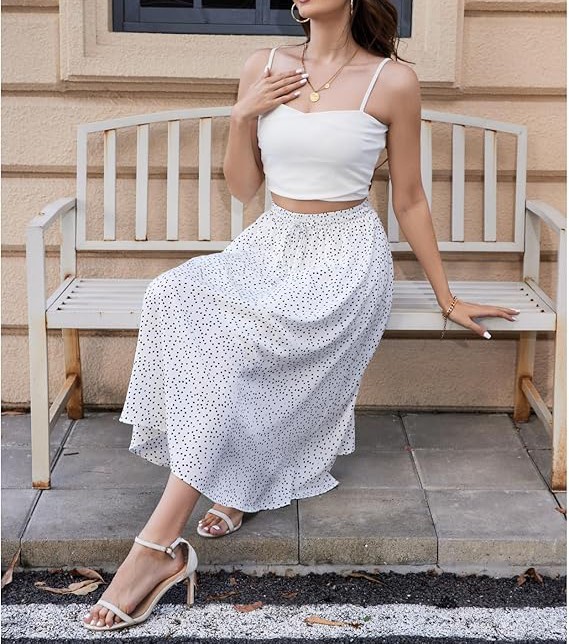 Maxi Skirts for Women with Pockets Long Midi Length Casual Skirt for Beach Party Holiday