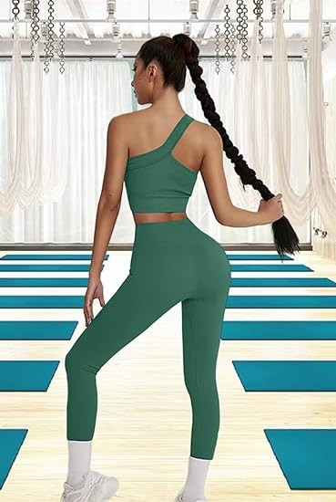 Workout Sets for Women 2 Piece Seamless Sexy One Shoulder Sport Bra High Waist Shorts GMY Yoga Two Piece Outfits