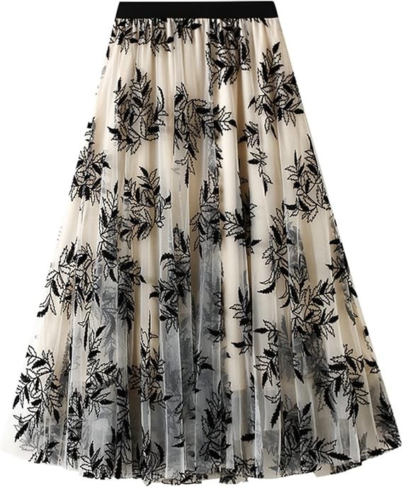 Women's A-Line Fairy Elastic Waist Polyester Spandex Midi Skirt