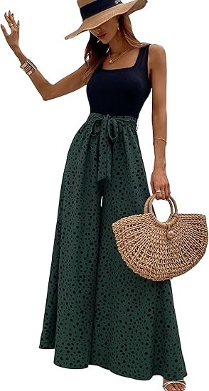 Women's Jumpsuits Dressy Casual Summer Loose Wide Leg Tank Top Jumpsuit with Belt