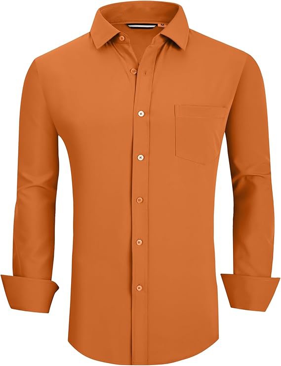 Mens Dress Shirts Regular Fit Long Sleeve Stretch Business Dress Shirts for Men