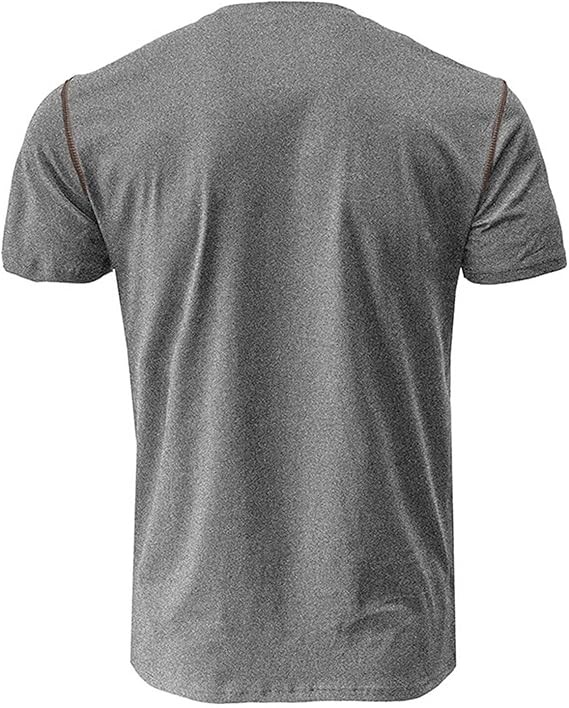 Men's Henley Shirt Lightweight Short Sleeve T-Shirt Casual Stylish Button Cotton Shirt