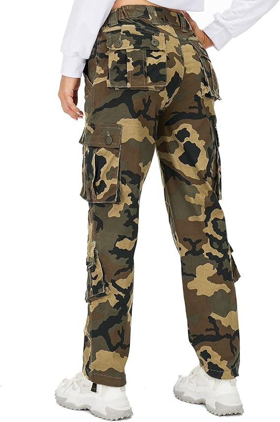 Womens Cargo Army Combat Work Pants with 8 Pockets Casual Cotton Ripstop Construction Pants