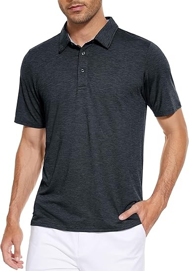 Men's Short Sleeve Polo Golf Shirts 3-Button Moisture Wicking Athletic T-Shirts Casual Collared Shirt
