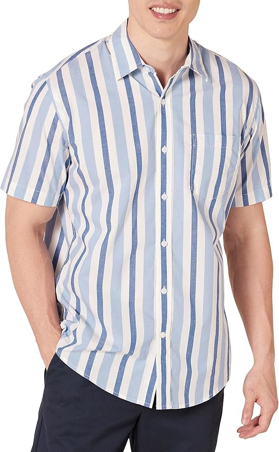 Essentials Men's Regular-Fit Short-Sleeve Poplin Shirt