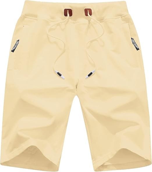 Mens Shorts Casual Drawstring Zipper Pockets Elastic Waist