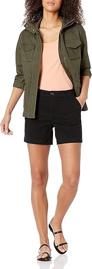 Women's Mid-Rise Slim-Fit 5 Inch Inseam Khaki Short (Available in Straight and Curvy Fits)