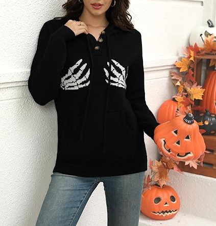 Fall Womens Oversized Hoodies Knit V Neck Sweaters Fashion Casual Pullover Tops