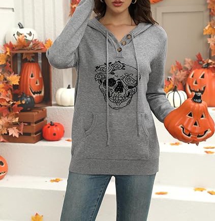 Fall Womens Oversized Hoodies Knit V Neck Sweaters Fashion Casual Pullover Tops