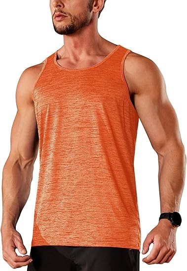 Mens Workout Tank Tops Sleeveless Casual Crewneck Beach T Shirt Muscle Athletic Gym Running Tee