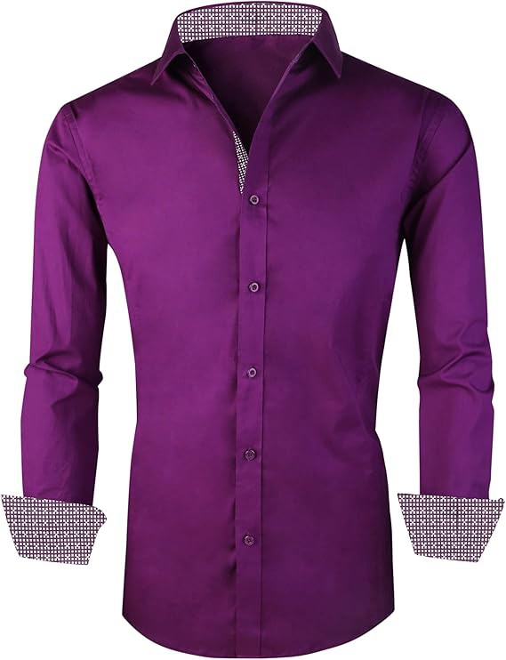 Mens Dress Shirts Regular Fit Long Sleeve Stretch Business Dress Shirts for Men