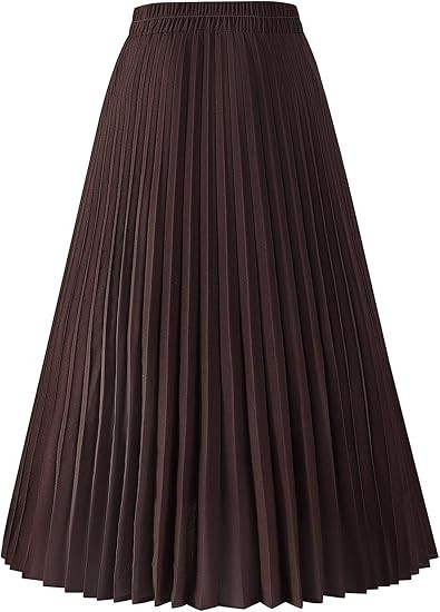 Womens Skirt Leopard Print Midi Long Shirring Pleated Skirts High Waisted A Line Skirts