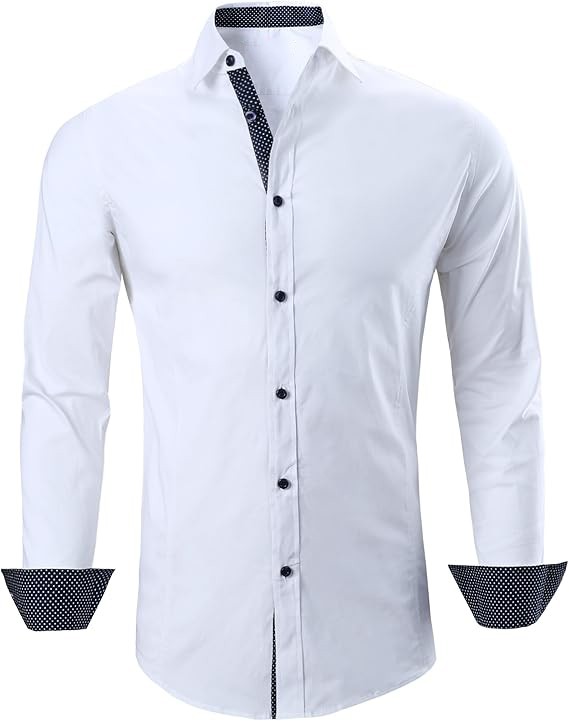 Mens Dress Shirts Regular Fit Long Sleeve Stretch Business Dress Shirts for Men