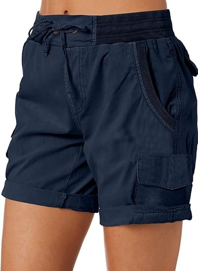 Womens Relaxed Fit High Waist Casual 4 Pocketed 2025 Hiking Outdoor Summer Shorts S-XL
