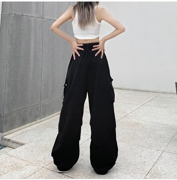 Women Cargo Pants Baggy Y2K Clothing Multi Pockets High Waist Loose Straight Leg Pants Vintage Grunge Aesthetic Clothes