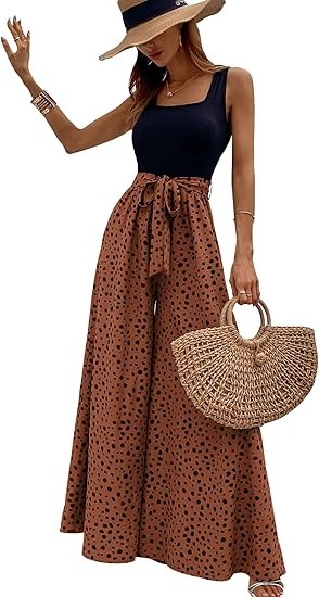 Women's Jumpsuits Dressy Casual Summer Loose Wide Leg Tank Top Jumpsuit with Belt