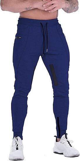 Mens Joggers Sweatpants Slim Fit Workout Training Thigh Mesh Gym Jogger Pants with Zipper Pockets